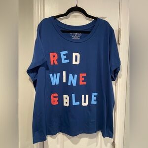 NWT Red Wine & Blue Size 2X Short Rolled Sleeve Crew Neck Cotton Tee Shirt USA